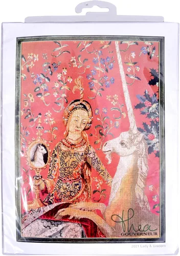 Miniatura 5 de Thea Gouverneur - Kit de punto de cruz contado - Señora y unicornio - Jobelan - 27 unidades - Kit de bordado para adultos - Hilos de bordado DMC