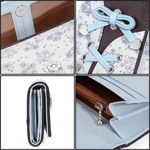 Miniatura 4 de UTO Cartera RFID para mujer, de gran capacidad, de piel sintética, tarjetero, funda para teléfono, bolsillo con cremallera, embrague