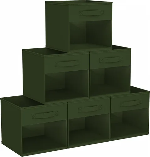 Miniatura 31 de DIMJ Cubo de almacenamiento, 6 paquetes de contenedores plegables con asas, contenedores de tela para organización, cubos organizadores
