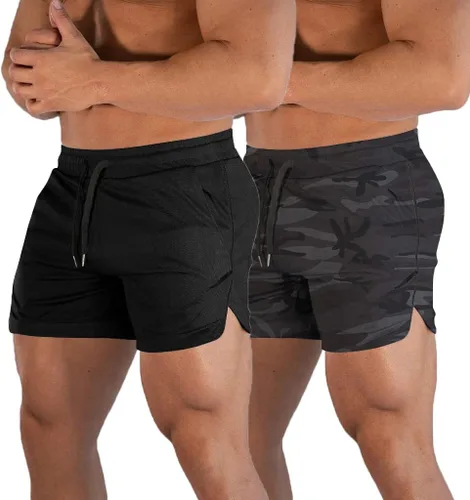 Miniatura 21 de FLYFIREFLY Pantalones cortos de entrenamiento de gimnasio para hombre, ligeros, atléticos, pantalones cortos para entrenamiento de culturismo
