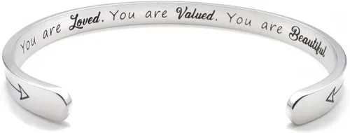 Miniatura 24 de Dczosily Pulseras inspiradoras para mujer, de acero inoxidable, pulseras motivacionales, regalos personalizados para mejores amigas