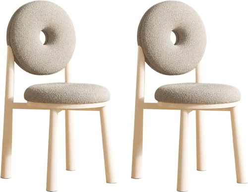 Miniatura 16 de Donut Dining Chairs,Makeup Chair,Kitchen Room Chairs Nordic Back, Dining Room with Metal Legs,Living Room Chair for Home Bedroom Cream Wind Brownish