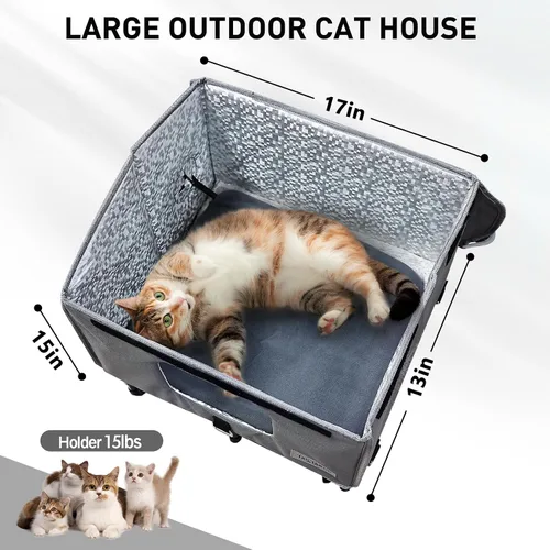Miniatura 2 de Casa para gatos al aire libre resistente a la intemperie para primavera y verano, refugio portátil para gatos callejeros, sin instalación, plegable