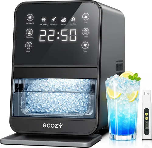 Miniatura 9 de ecozy Máquina de hielo portátil de 45 libras por día, 24 cubos listos en 13 minutos, función de autolimpieza, perfecta para el hogar, cocina, bar