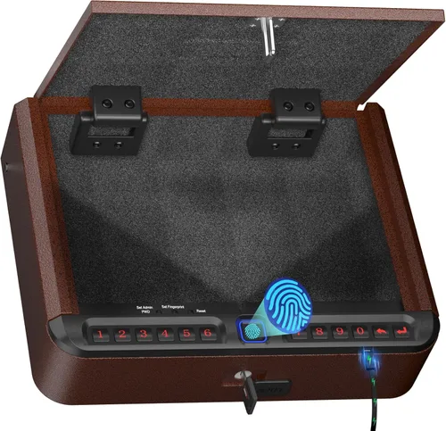 Miniatura 11 de BILLCONCH - Caja fuerte inteligente para armas con cable de seguridad - Caja fuerte biométrica para pistolas de mano con 4 formas de acceso rápido