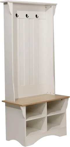 Miniatura 11 de Flash Furniture Árbol de pasillo de cachemira con banco de almacenamiento, almacenamiento inferior ajustable, tablero decorativo con 3 ganchos