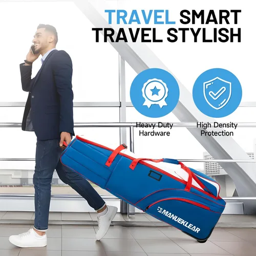 Miniatura 5 de MANUEKLEAR - Bolsas de golf de viaje de nailon 1680D para aerolíneas con ruedas, bolsas de viaje de golf para aerolíneas con parte superior