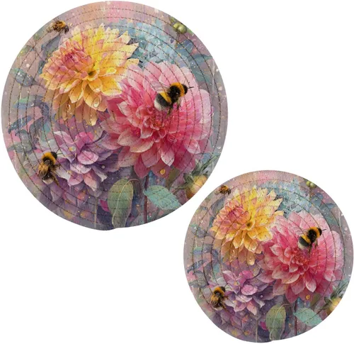 Miniatura 36 de Salvamanteles de flores de amapola otoñal para platos calientes, ollas y sartenes, salvamanteles tejidos de algodón, redondo, grande, decoración