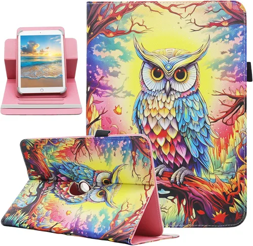 Miniatura 8 de Funda universal para tablet Android de 10 y 10.1 pulgadas, Dluggs de piel sintética con rotación de 360 grados, soporte multiángulo