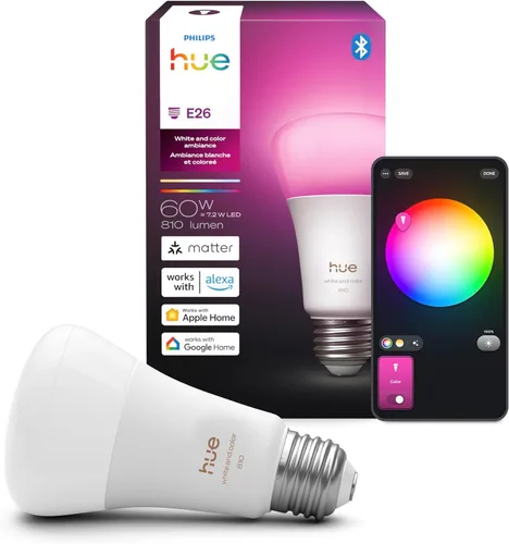 Miniatura 14 de Philips Hue - Paquete de 2 bombillas LED A19, compatibles con Bluetooth y Zigbee (opcional Hue Hub), activadas por voz con Alexa y Google Assistant