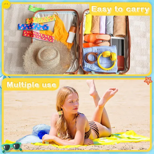 Miniatura 5 de Boao 4 Piezas Bandas de Toalla Grandes para Sillas de Playa 15.75" x 1.97" Bandas de Toalla para Sillas de Crucero Clips Elásticos a Prueba