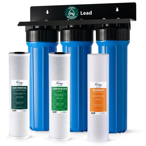 iSpring Sistema de filtro de agua para toda la casa de eliminación de plomo probado por SGS, reduce sedimentos, cloro y hasta un 99% de plomo,