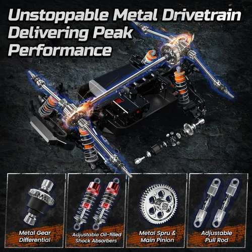 Miniatura 3 de DEERC H16R - Autos RC rápidos sin escobillas, auto de control remoto de alta velocidad 1:16, 52 KM/H, camión monstruo RC 4 x 4, impermeable