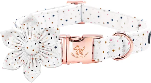 Miniatura 19 de Elegant little tail - Collar rosa para perras con flor, collar ajustable para mascotas con regalo de flores, collares para perros medianos