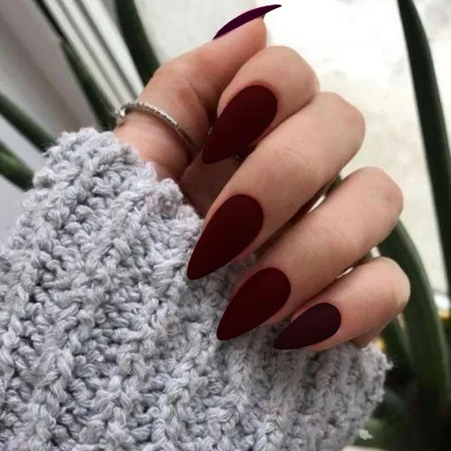 Miniatura 13 de Uñas postizas a presión azul real - Forma de almendra, longitud media, acrílicas neutrales reutilizables para mujeres y niñas - Uñas postizas