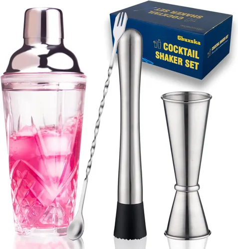 Miniatura 9 de Coctelera de cristal, 14.5 onzas, coctelera de Martini con colador para barras, whisky, cócteles, color plateado