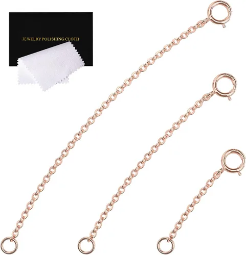 Miniatura 19 de Extensores de collar para mujer, extensor de pulsera de oro, extensión de joyería de cadena dorada para tobillera para mujer, juego de 2 piezas
