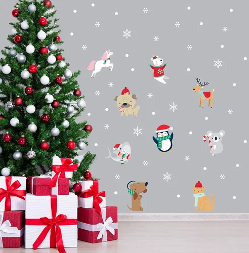 Miniatura 5 de Paper Riot Co. Calcomanías de pared de animales de nieve, lindos personajes, Navidad, vacaciones, adhesivo extraíble para aula, habitación de niños