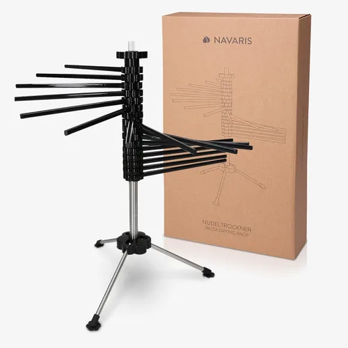 Miniatura 7 de Navaris Escurridor plegable para pasta, soporte alto y compacto para fideos de espaguetis con 16 varillas de plástico, accesorios para hacer pasta
