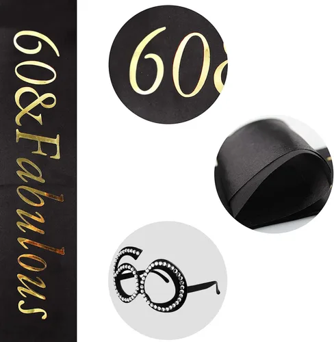 Miniatura 4 de Regalos de cumpleaños número 60 para mujeres, tiara, banda, adorno para pastel, vela y vasos para decoración de fiesta de cumpleaños 60, 5