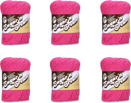 Miniatura 40 de Lily Sugar'N Cream - Ovillo de camuflaje rosa de gran tamaño, paquete de 6 unidades de 3.00 oz/3 onzas, algodón, 4 medianos (peinado), 150 yardas