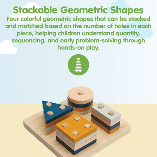 Miniatura 7 de PlanToys (2403 Tabla de clasificación geométrica de madera hecha de madera de caucho y pinturas y tintes no tóxicos)