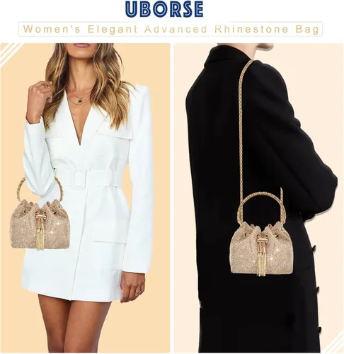 Miniatura 3 de Bolso de mano con diamantes de imitación para mujer, bolso de noche con diamantes brillantes, mini bolso de mano con purpurina para fiesta de noche