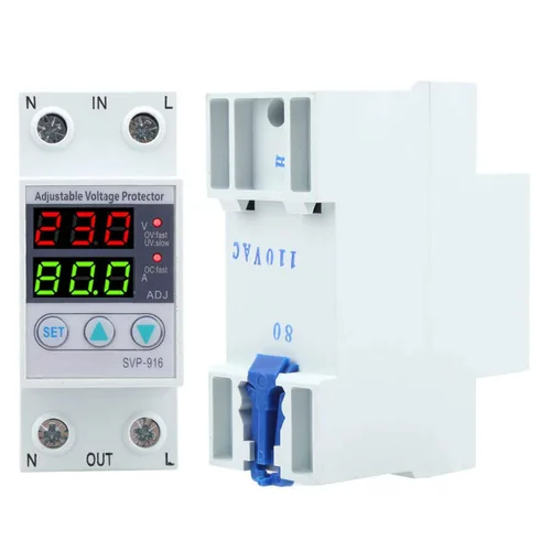 Miniatura 5 de Protector de voltaje ajustable de 100‑130 VCA con función de reinicio de retardo y consulta de fallas y función de restablecimiento de fábrica
