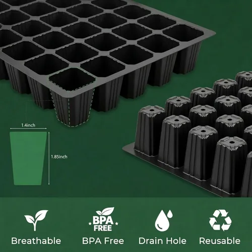 Miniatura 7 de Gardzen Juego de 10 propagadores de jardín, kits de bandejas de semillas con 400 celdas, bandeja de inicio de semillas con cúpula y base de 15 x 9