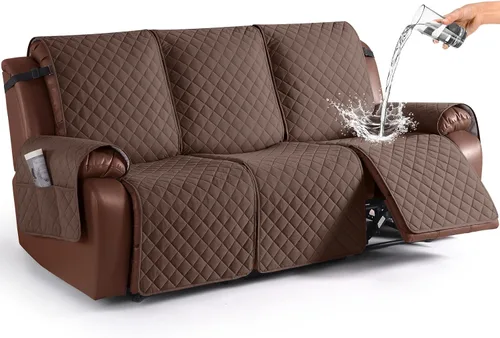 Miniatura 16 de KinCam Funda impermeable para sofá biplaza reclinable, fundas antideslizantes para sofá reclinable de 2 asientos, funda de sofá reclinable