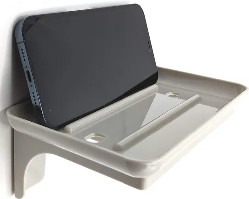 Wonder Shelf - Estante pequeño autoadhesivo de plástico para pared de baño, se adapta sobre el soporte de papel higiénico, diseñado para teléfonos