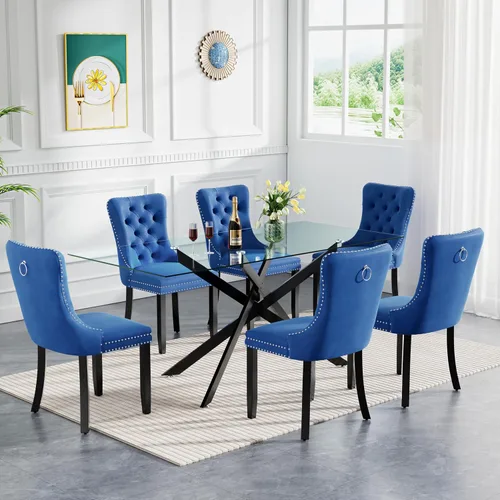 Miniatura 21 de HomVent Juego de mesa de comedor redonda de vidrio de 3 piezas, juego de mesa de comedor de vidrio templado para 2 mesas de cocina con 2 sillas