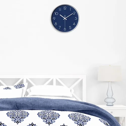 Miniatura 4 de Reloj de pared para cocina, reloj de pared pequeño silencioso sin tictac, movimiento analógico a pilas, color azul marino, moderno, decorativo