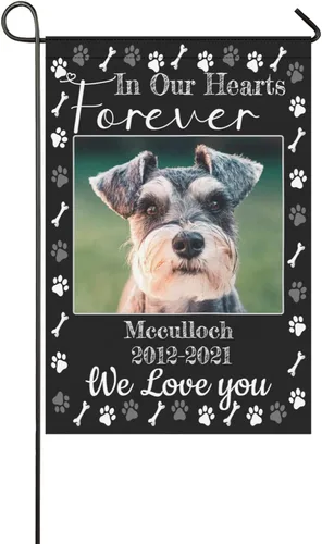 Miniatura 11 de Bandera Conmemorativa Personalizada - Banderas Conmemorativas de Jardín para Mascotas Perros en Memoria Amorosa con Foto Nombre Fecha para Bandera