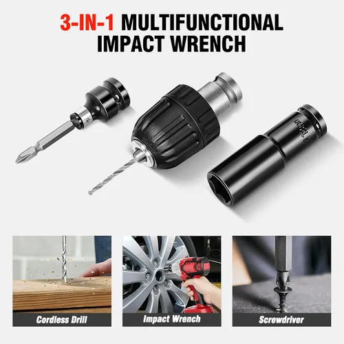 Miniatura 3 de ALSO GO Llave de impacto inalámbrica de 1/2 pulgada, pistola de impacto eléctrica de 450 N.m/330 pies, destornillador de impacto de alto par de 20