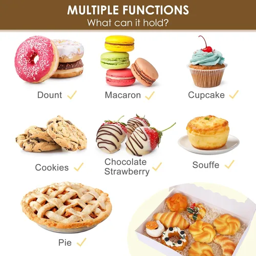 Miniatura 3 de Moretoes 40 piezas Cajas para galletas, 14 x 10 x 2.5 pulgadas Cajas de panadería autodesplegables con ventana, para donas, pasteles, magdalenas