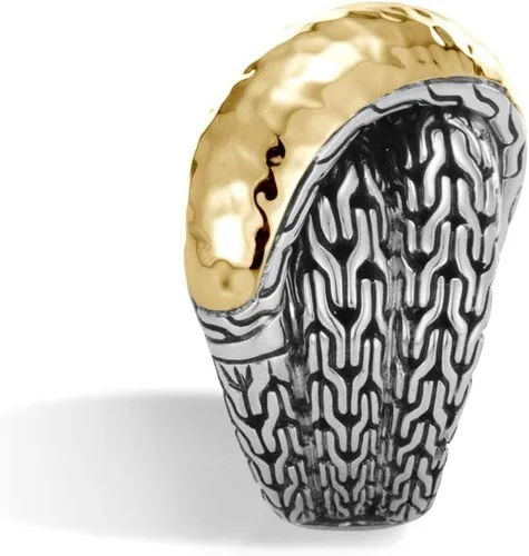Miniatura 4 de John Hardy Anillo cruzado de plata y oro de 18 quilates martillado para mujer