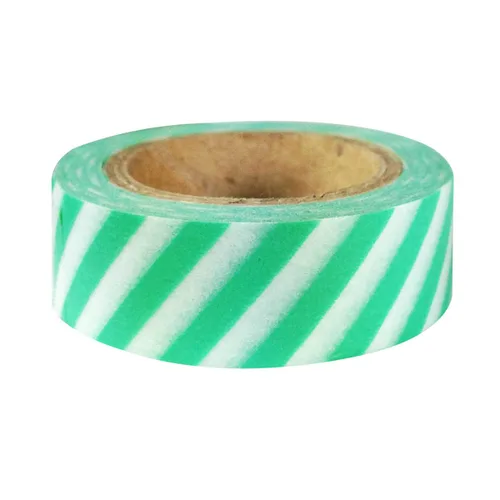 Miniatura 24 de Wrapables Cinta adhesiva japonesa a rayas Washi - Rayas de bloque verde diagonal Rayas diagonales de bloque verde