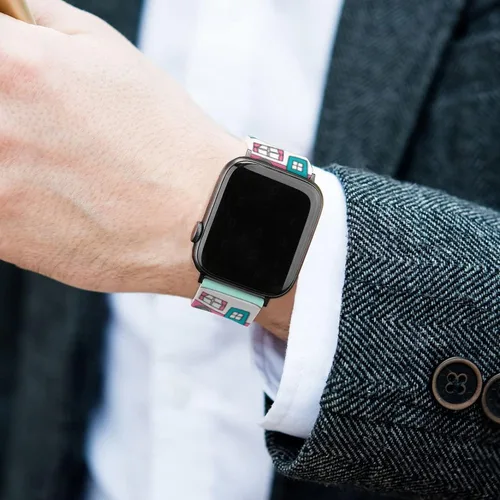 Miniatura 6 de Correa de reloj de silicona suave compatible con Apple Watch para hombres/unisex/jóvenes compatible con Iwatch Series 5/4/3/2/1, Happy Camper