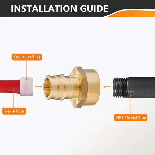 Miniatura 4 de HeSun Paquete de 10 accesorios Pex A, codo de oreja de expansión de 1/2 pulgada, rosca NPT hembra de 1/2 pulgada x expansión Pex A de 1/2 pulgada