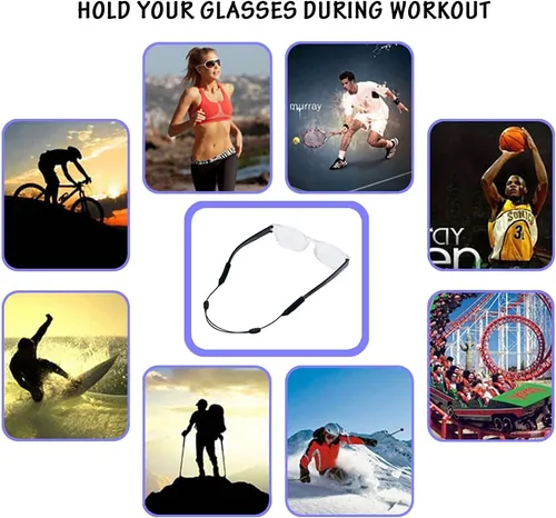 Miniatura 7 de Paquete de 4 correas ajustables para gafas, retenedor de lentes duradero e impermeable, soporte antideslizante para lentes de sol