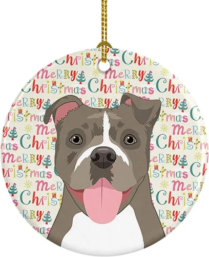Miniatura 60 de Caroline's Treasures Bulldog Francés Azul de Navidad Adorno de Cerámica Decoraciones Colgantes para Árbol de Navidad para Hogar Navidad, Festividad