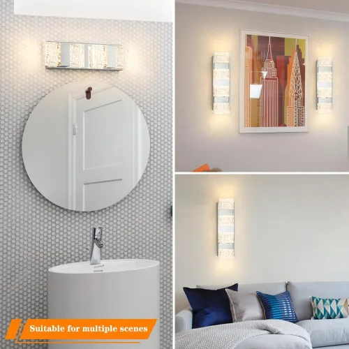 Miniatura 3 de Lámpara de tocador de baño moderna de cromo de 4 luces, elegantes accesorios de iluminación de baño de LED de cromo sobre espejo, accesorios