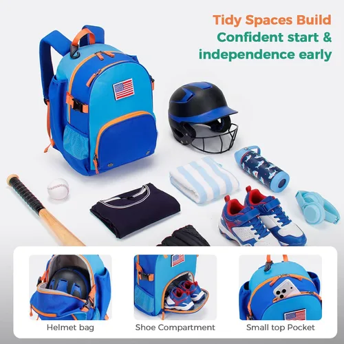 Miniatura 4 de Choco Mocha TBall Bag - Mochila de béisbol y sóftbol para niños pequeños con soporte para murciélagos