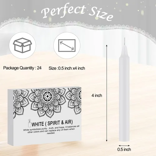 Miniatura 7 de Tobeape Spell Chime Candles - 24 piezas velas blancas, mini vela cónica mágica sin perfume de 4 pulgadas de alto para Navidad, Shabat, brujería