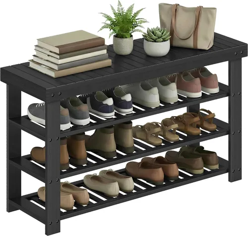 Miniatura 10 de SONGMICS Zapatero con asiento acolchado tapizado, estante de almacenamiento, organizador de zapatos, soporta hasta 350 libras, ideal para entrada