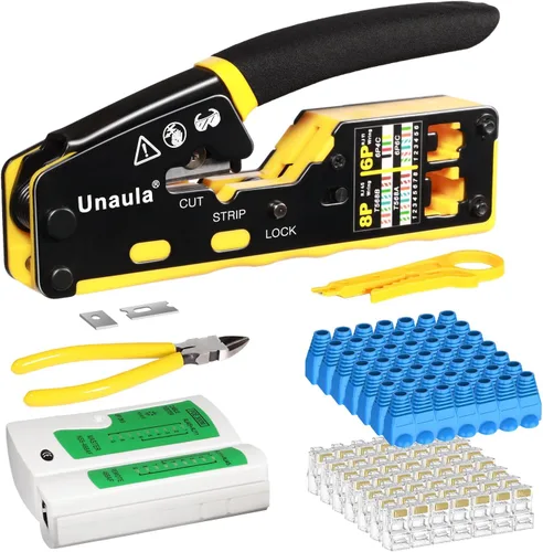 Kit de Herramienta de Crimpado RJ45 de Paso Ethernet, Crimpadora Cat5 Cat6, Kit de Herramienta de Crimpado, Kit de Herramienta de Crimpado Ethernet,