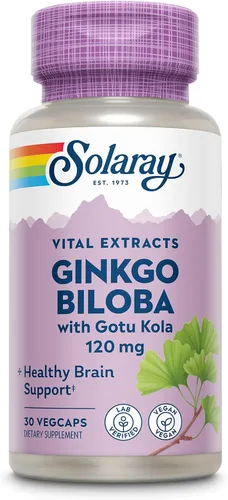 Miniatura 7 de SOLARAY Extracto de Ginkgo Biloba con Gotu Kola - Cápsulas de Ginko Biloba para apoyo a la salud cerebral, vegano, verificado en laboratorio, 60