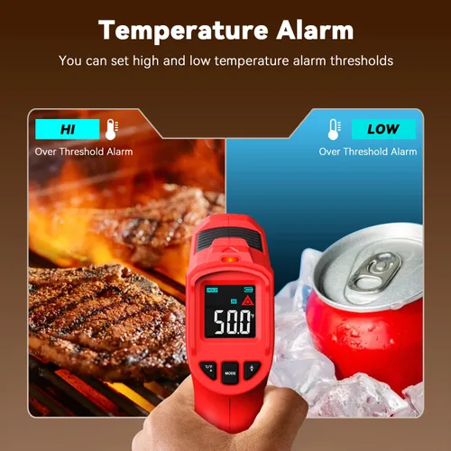 Miniatura 4 de Wintact Pistola de termómetro infrarrojo láser, pistola de temperatura de calor superficial de -58 °F a 1112 °F, termómetro digital sin contacto