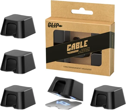 Miniatura 10 de Maveek - Clip magnético para cables, paquete de 5 soportes para cables, organizador de cables magnéticos, organizador de escritorio, pared, mesa